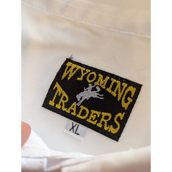Wyoming Traders Pearl Snap Western Shirt XL White Riverbend Ranch Logo - Picture 10 of 10